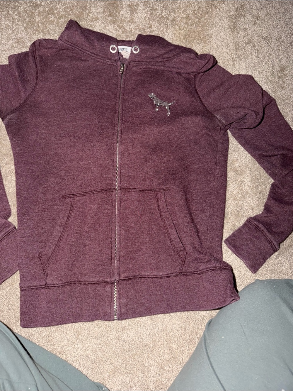PINK Victoria's Secret Girls' Maroon Full-Zip Hoodie